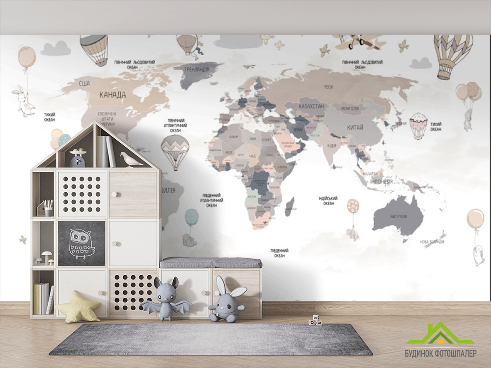 Фотошпалери мінімалістична карта в дитячу