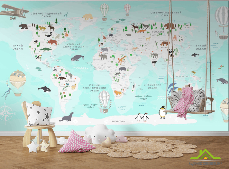 выбрать Шпалери в дитячу Карта Фотошпалери Розвиваючі карти на стіну