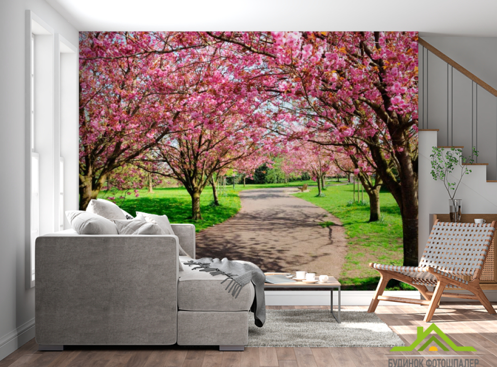 выбрать Фотошпалери Квітучі вишні Фотошпалери Рожеві дерева на стіну
