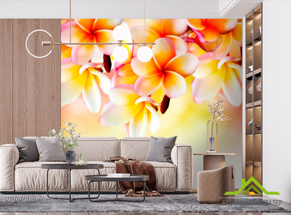 выбрать Фотообои Бело-желтые цветочки Фотообои Цветы на стену