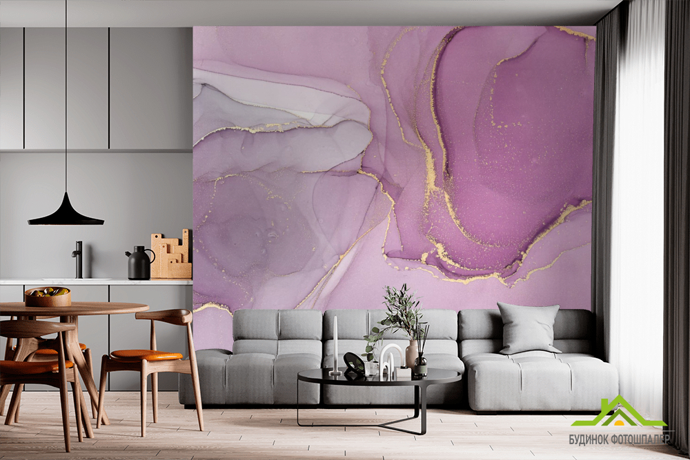 Фотообои розовый флюид золото