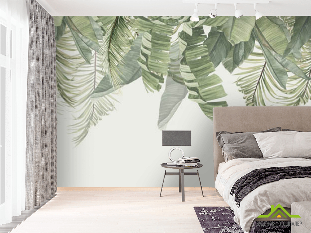 Фотошпалери листя зі стелі