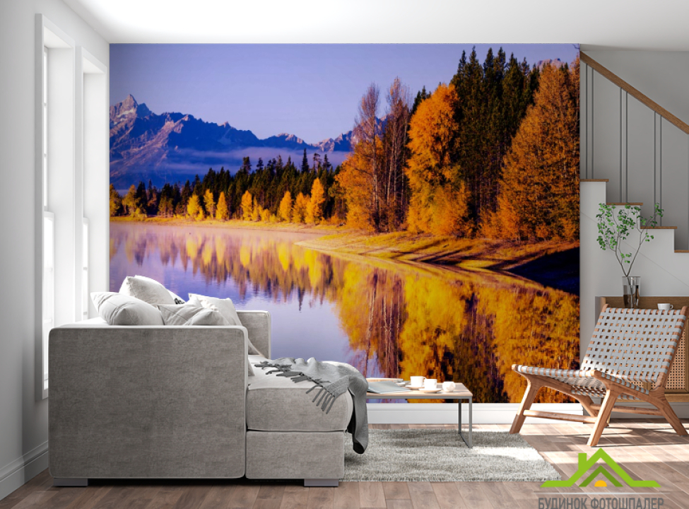 выбрать Фотошпалери осінні дерева над озером Фотошпалери Природа на стіну