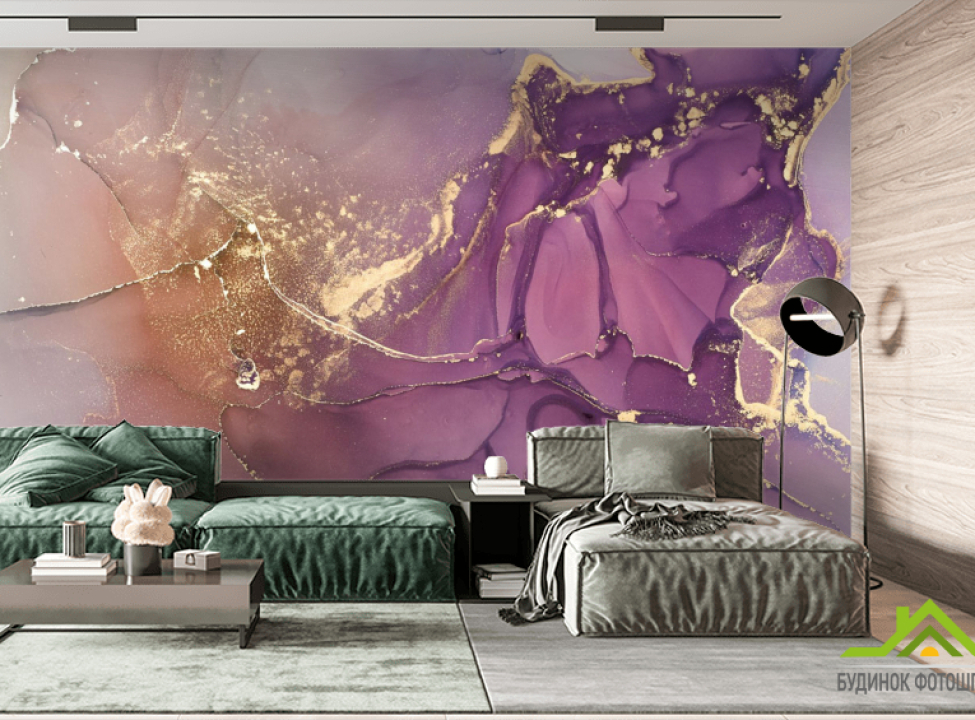 выбрать Фотообои фиолетовый флюид золото Фотообои с золочением на стену