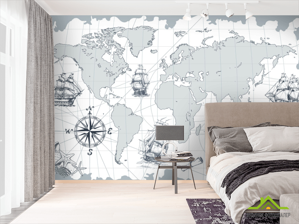 Фотообои Серая ретро карта