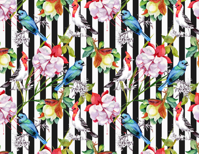 Фотошпалери Смугаста стіна з квітами