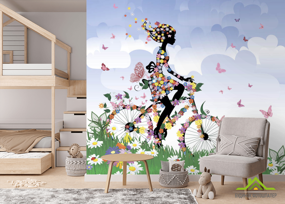 Фотообои Фея на велосипеде