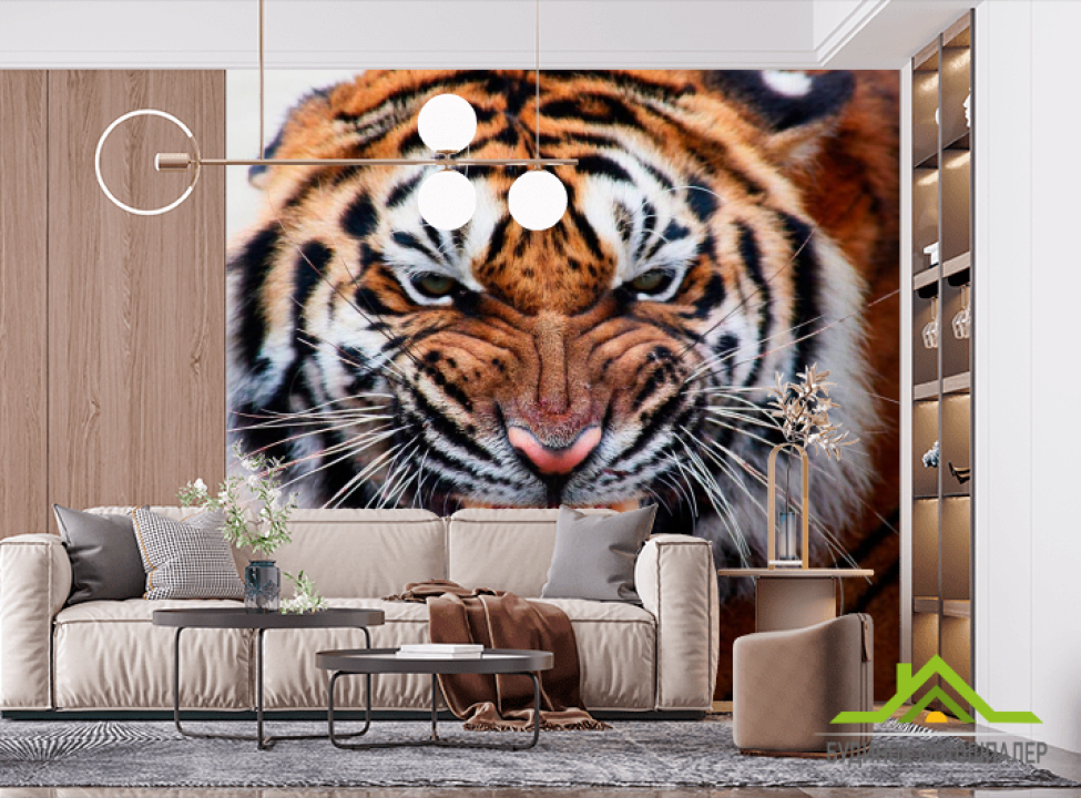 выбрать Фотошпалери Грізний оскал тигра Фотошпалери Тигри на стіну