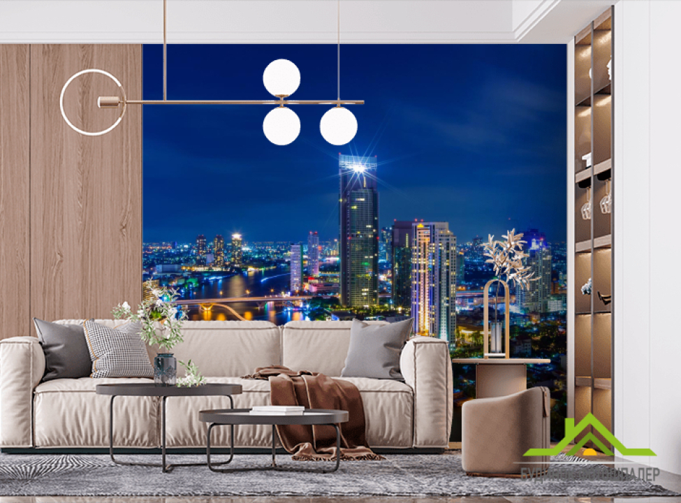 выбрать Фотошпалери темно-синє небо над містом Фотошпалери Місто на стіну