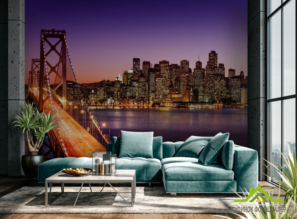 выбрать Фотошпалери Вогні, міст, багатоповерхівки Фотошпалери Мости на стіну