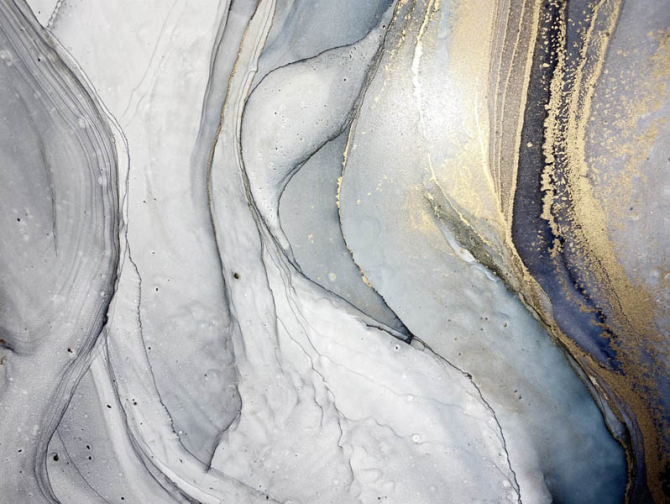 Фотошпалери Сірий fluid art з золотом