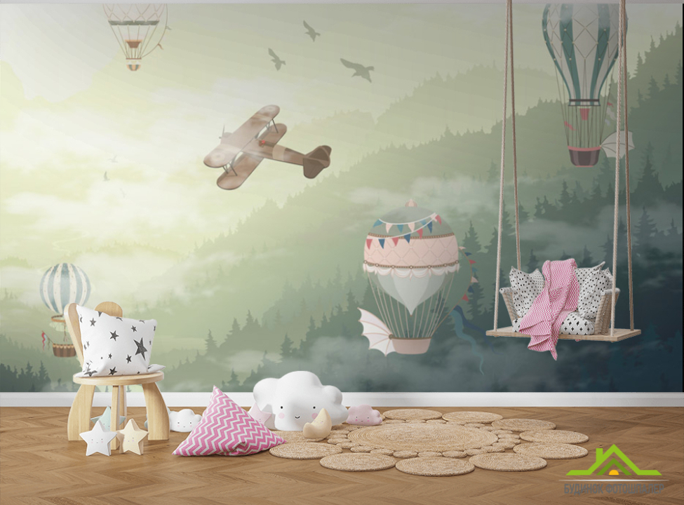 выбрать Фотообои Горы с воздушными шарами Фотообои Little kids на стену