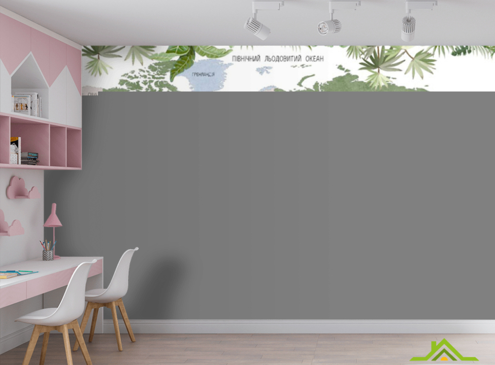 выбрать Фотообои Карта детская с тропическим лесом и животными на украинском Фотообои в детскую на стену