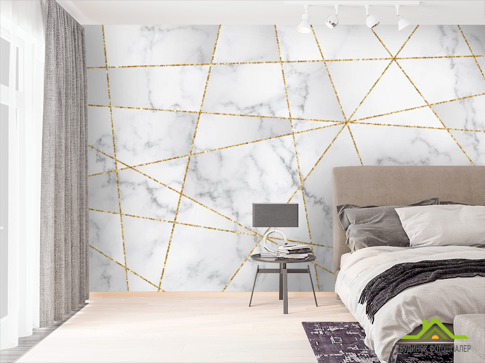 Фотообои Золотые линии на мраморе