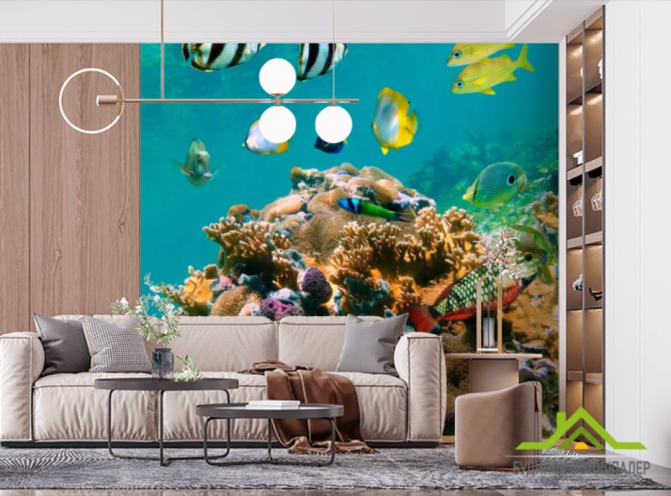 выбрать Фотошпалери Морська зірка на рифі Фотошпалери Риби і море на стіну