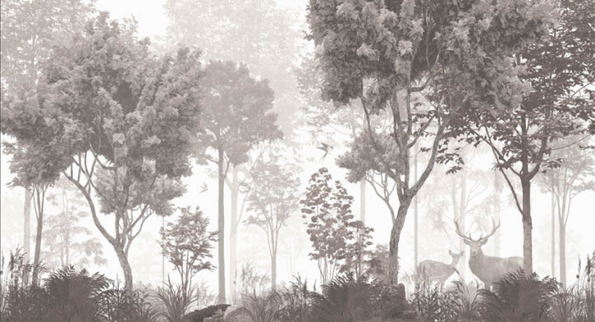 Фотошпалери Олені і дерева коричневі