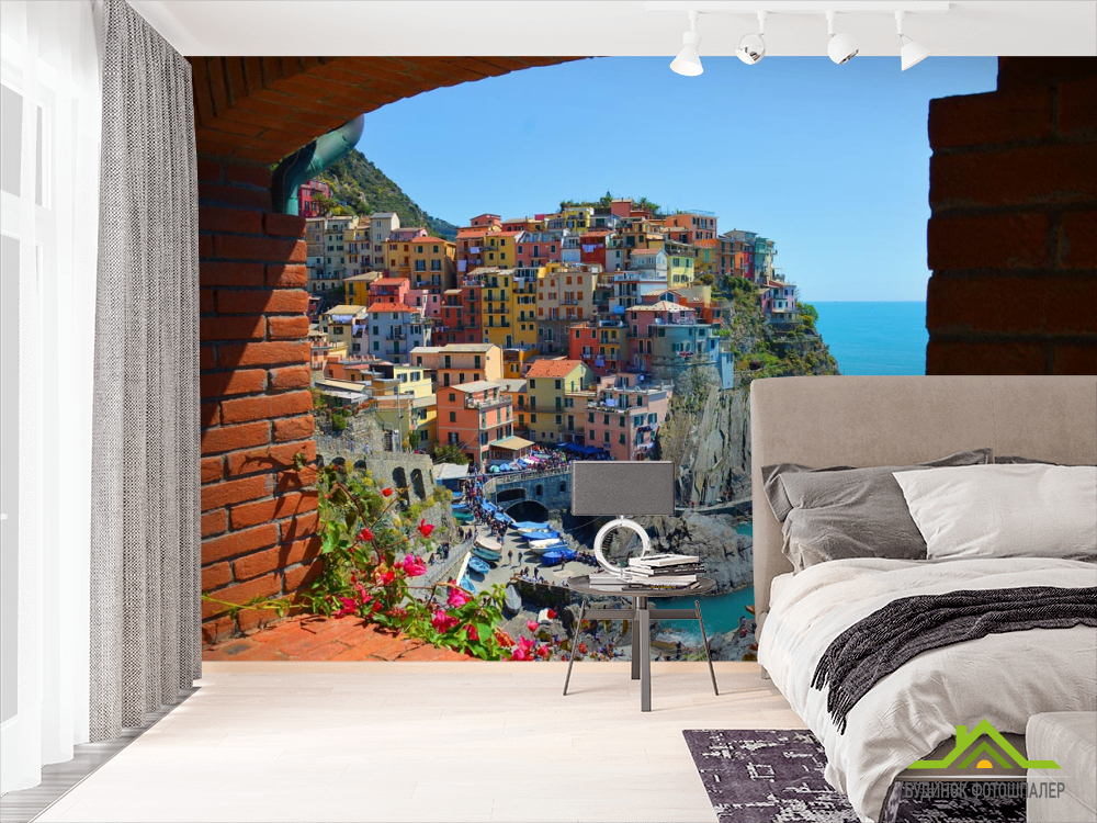 Фотообои разноцветные домики над морем