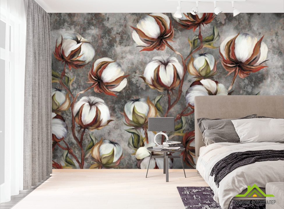 выбрать Фотошпалери Шерсть на тлі бетону Фотошпалери Квіти на стіну