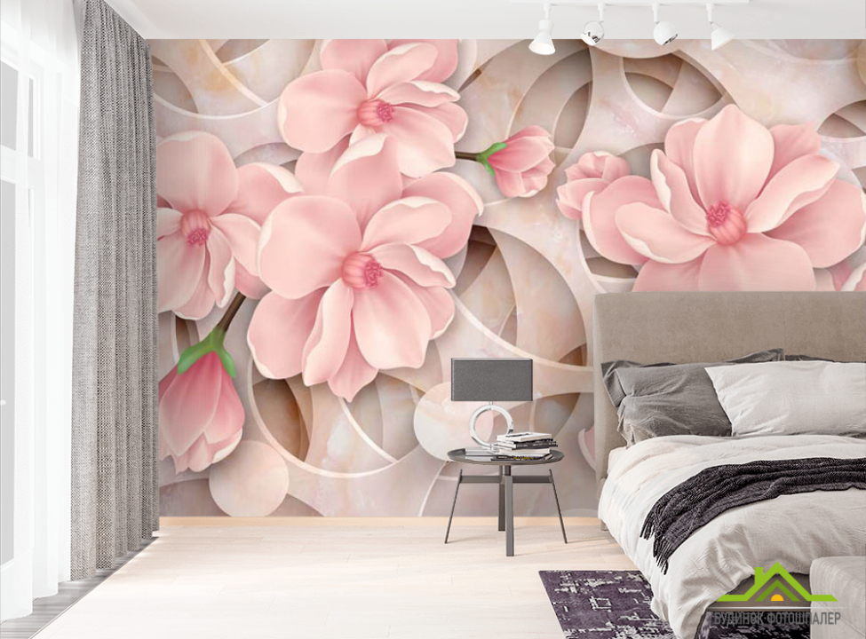выбрать Фотошпалери 3Д квіти рожеві Фотошпалери 3Д на стіну