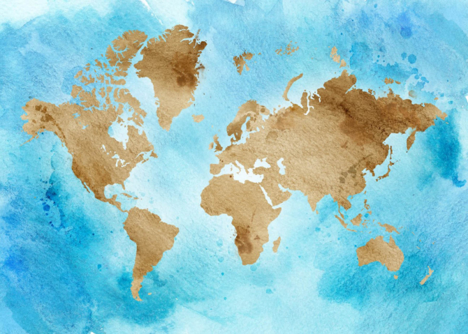 Фотообои Акварельная карта