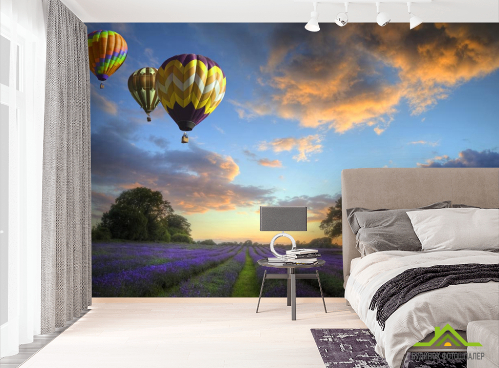 выбрать Фотошпалери три повітряні кулі над полем Фотошпалери Природа на стіну