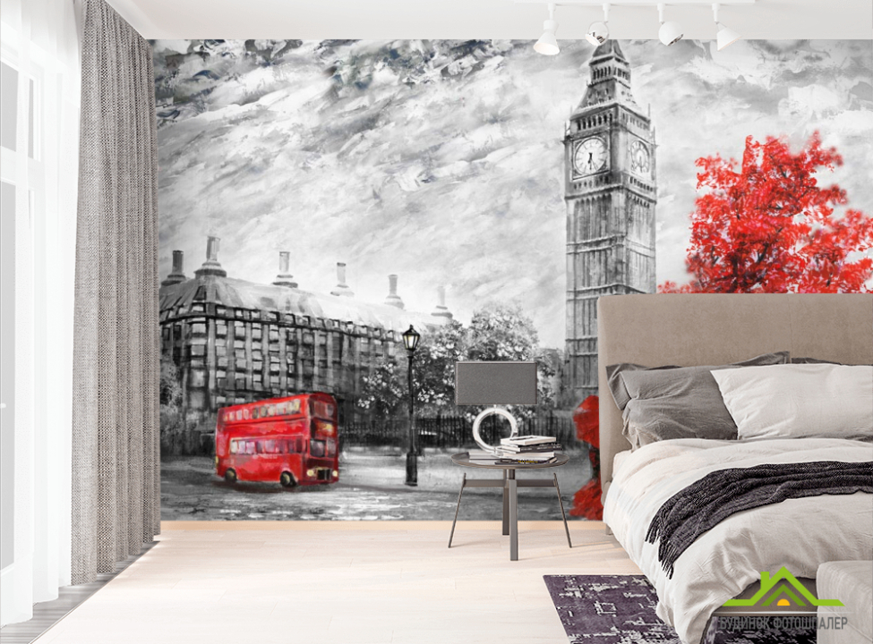 выбрать Фотообои Лондон красно-серая картина Фотообои Лондон на стену