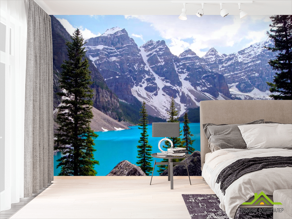 Фотошпалери Скелі, вода і ялина