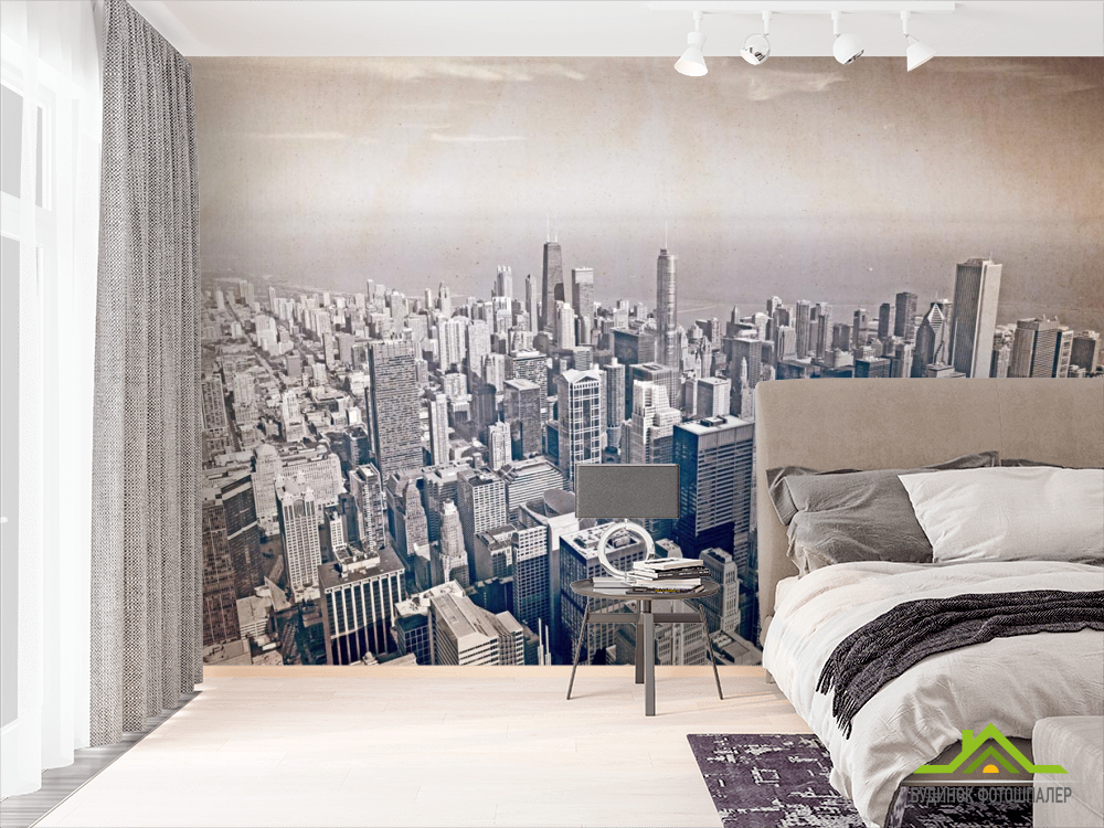 Фотообои мегаполис над океаном старая бумага