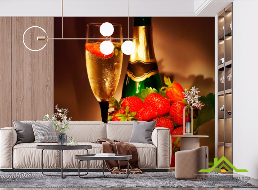 выбрать Фотообои Клубника, шампанское Фотообои Еда и напитки на стену
