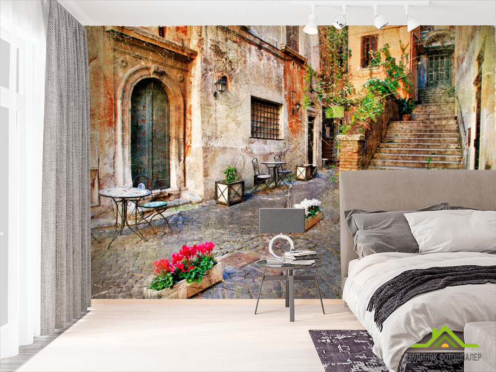 Фотошпалери Старий дворик з сходинками