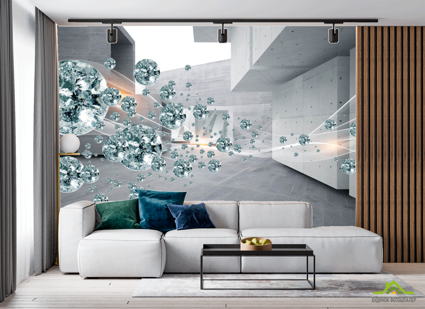 Фотошпалери 3д тунель з діамантами