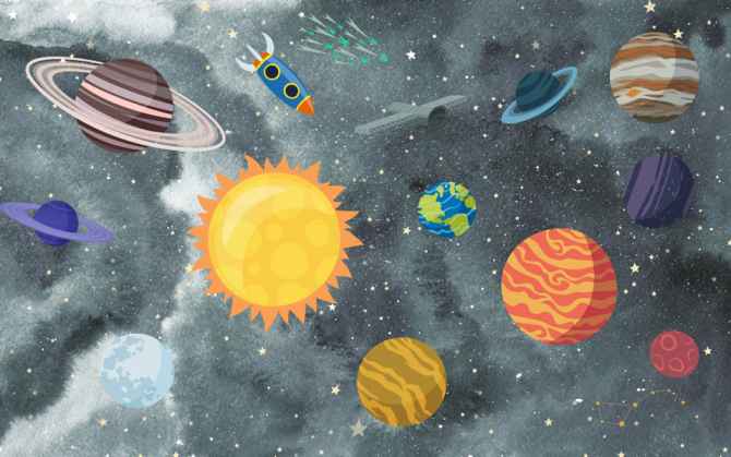 Фотошпалери ракети і космічні планети