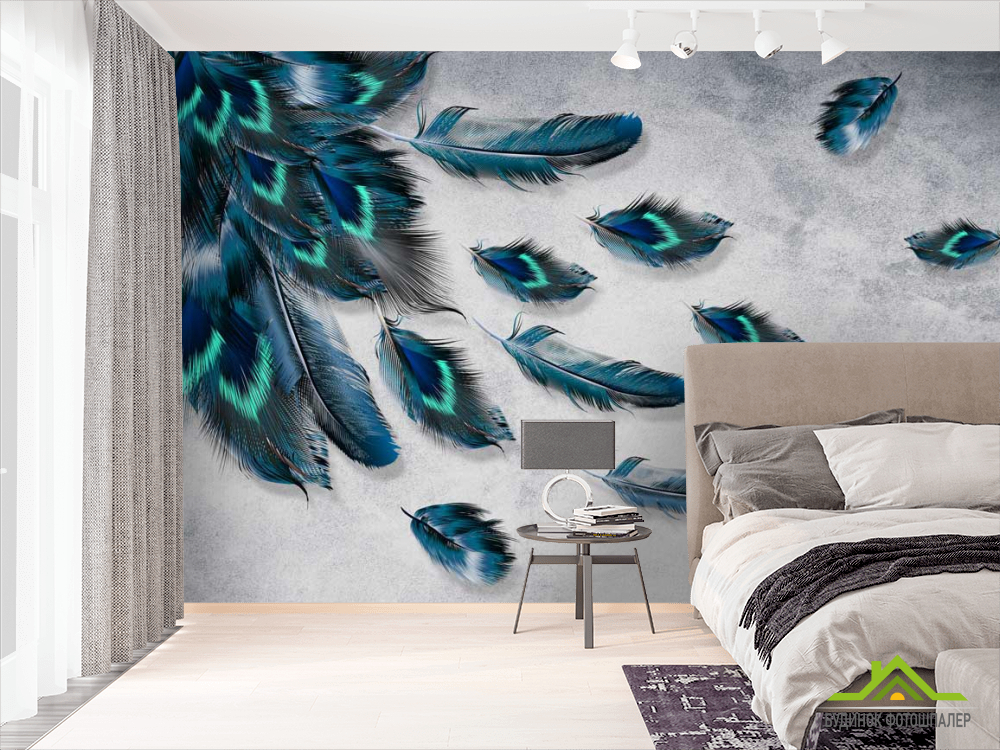 Фотошпалери Бірюзові пір'я