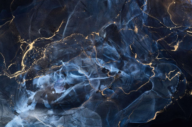 Фотообои Темно синий флюид с золотом