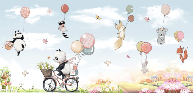 Фотошпалери Звірі і повітряні кульки