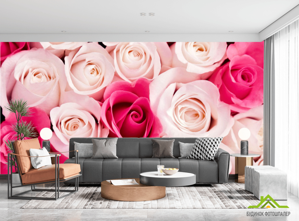выбрать Фотошпалери Рожеві бутони троянд Фотошпалери Квіти на стіну