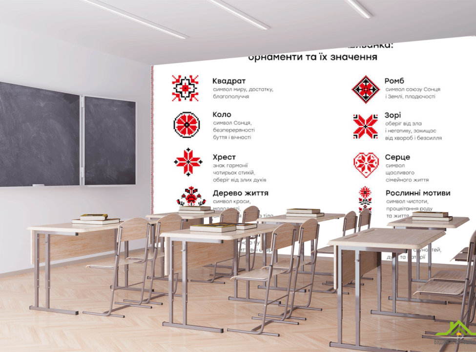 выбрать Фотошпалери символіка орнамент вишиванки. Фотошпалери для школи на стіну