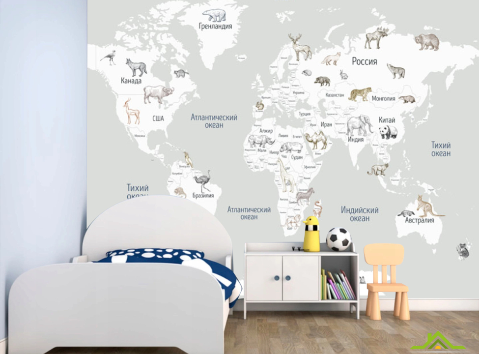 выбрать Фотообои Карта в детскую Фотообои Развивающие карты на стену