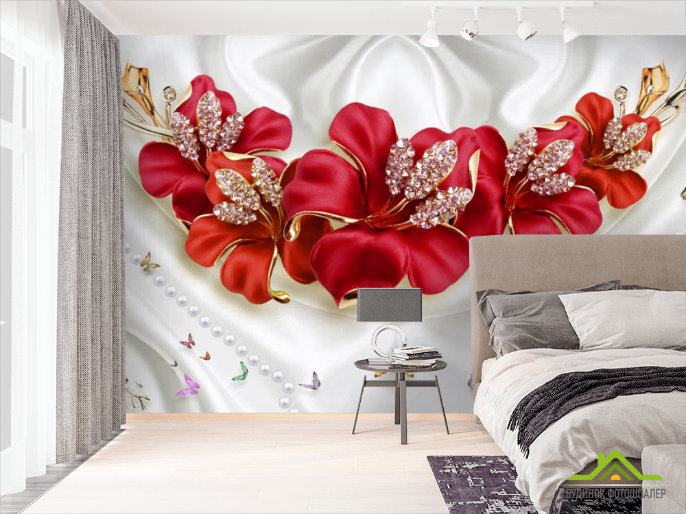 Фотошпалери сучасні 3D Стерео квіти