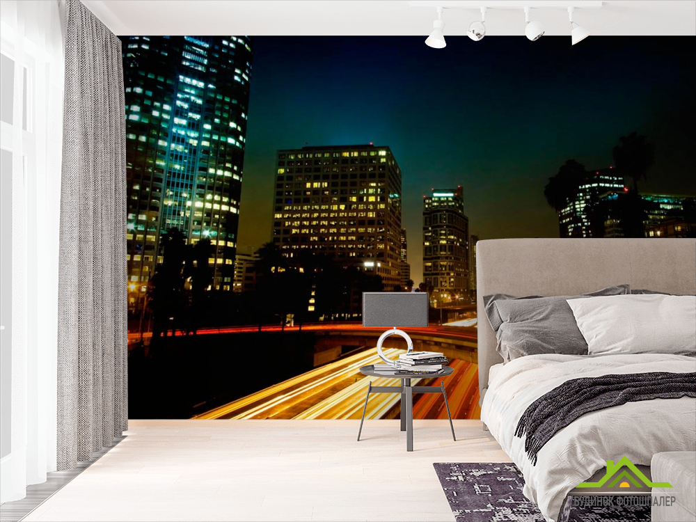 Фотообои Ночь, яркая дорога