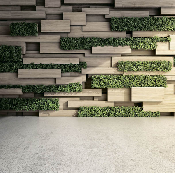 Фотошпалери 3Д стіна з зеленню