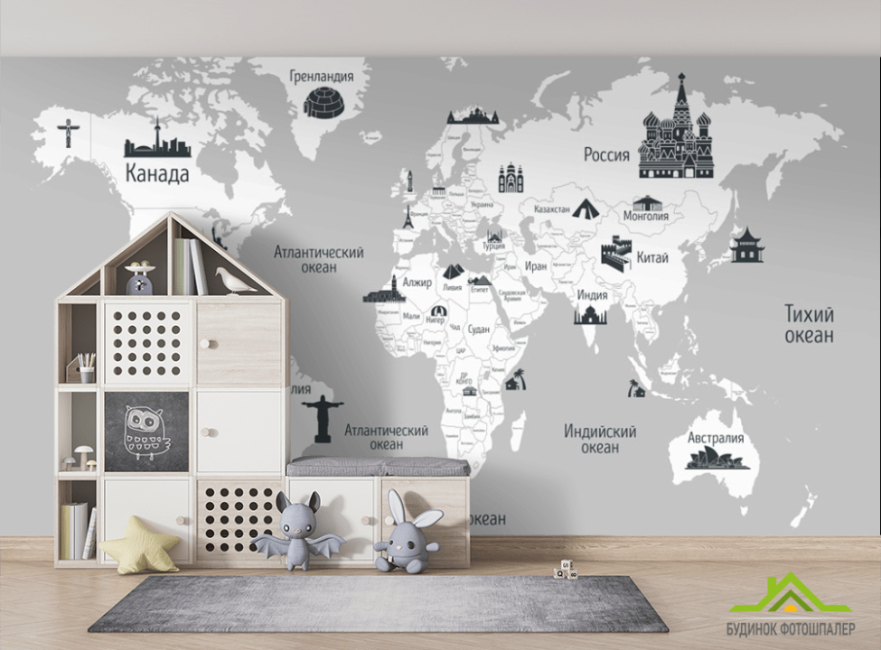 выбрать Шпалери в дитячу Карта Фотошпалери Розвиваючі карти на стіну