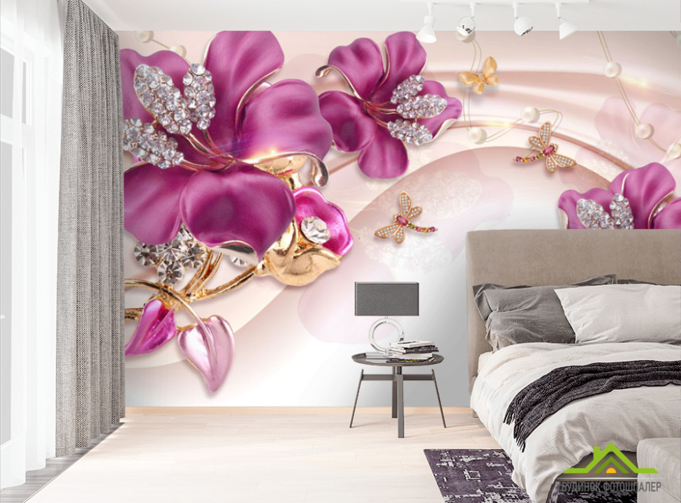 выбрать Фотошпалери Шикарні рожеві брошки  на стіну