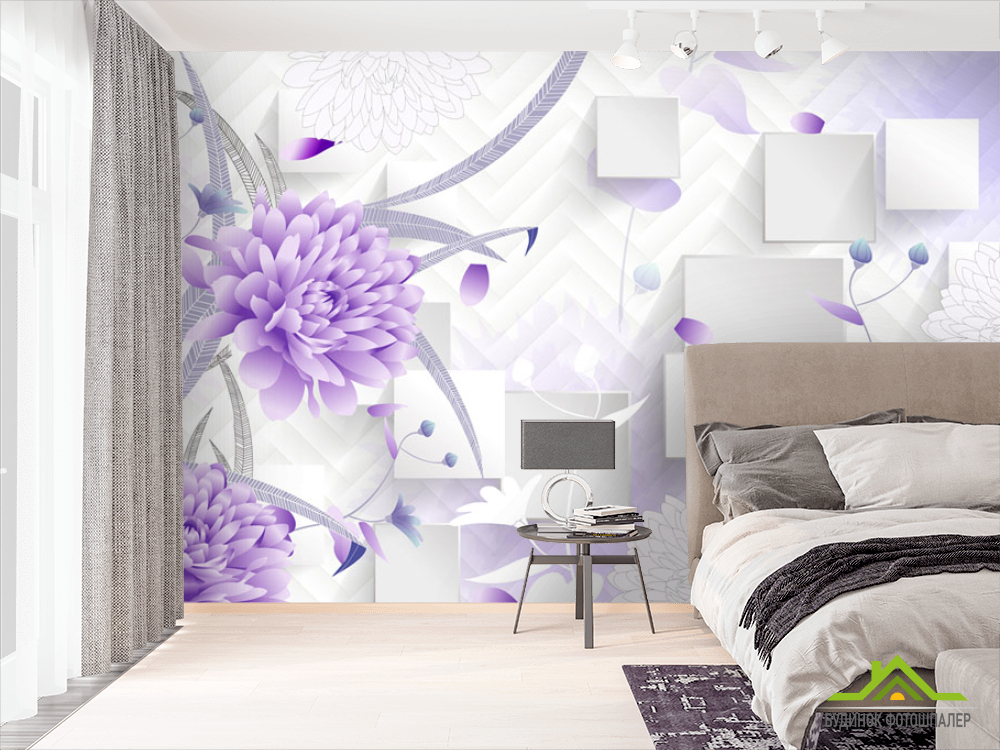 Фотошпалери Фіолетові квіти 3д