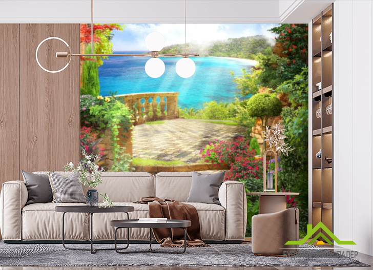 Фотообои Фреска вид на море акцентная