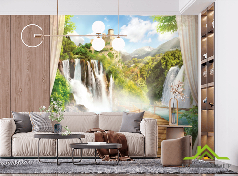 выбрать Фотошпалери Доріжка до водоспаду Фотошпалери Фрески на стіну