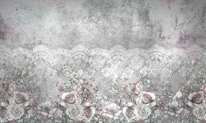 Фотообои Цветы на сером бетоне