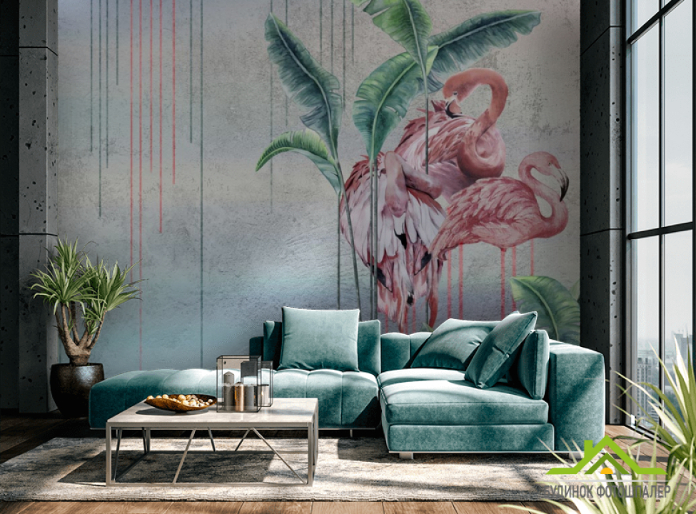выбрать Фотообои Дизайнерские фламинго Фотообои с Фламинго на стену