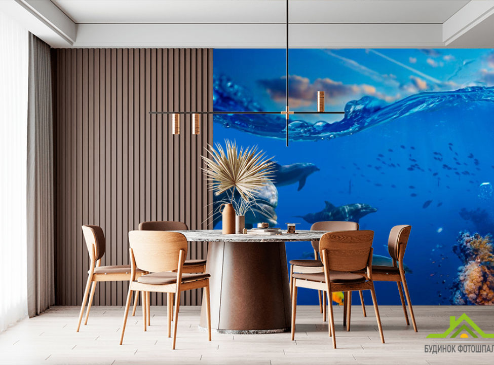 выбрать Фотообои Дельфины в море Фотообои Дельфины на стену