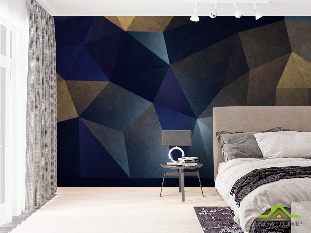 Фотошпалери 3Д стіна з ромбів